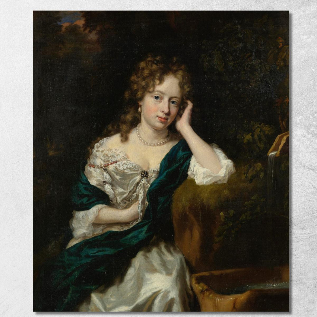 Ritratto Di Una Dama Seduta Accanto A Una Fontana Nicolaes Maes nma20 quadro stampato su tela Ritratto Di Una Dama Seduta Accanto A Una Fontana Nicolaes Maes nma20 quadro stampato su tela