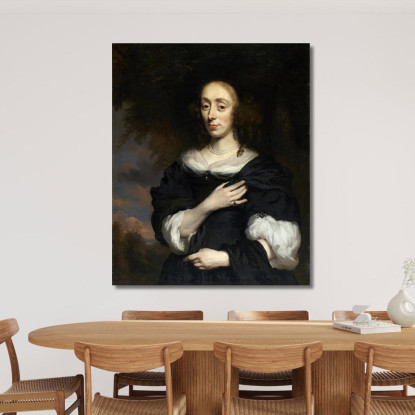 Ritratto Di Una Donna Con Indosso Un Abito Nero Nicolaes Maes nma25 quadro stampato su tela