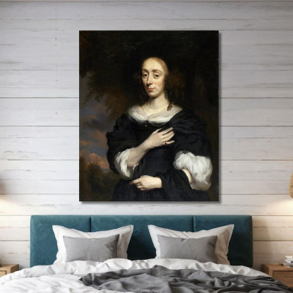 Ritratto Di Una Donna Con Indosso Un Abito Nero Nicolaes Maes nma25 quadro stampato su tela
