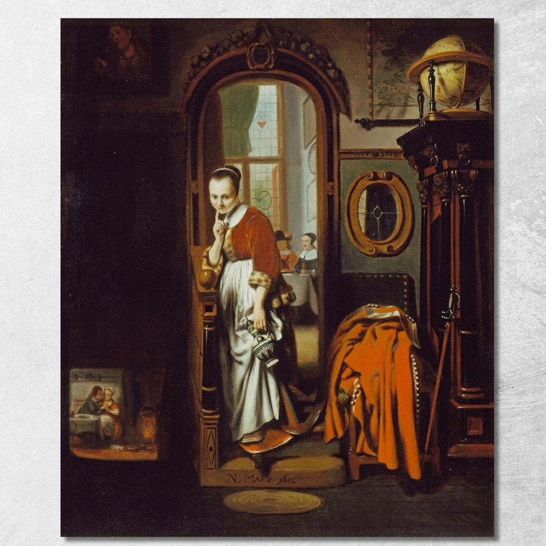 La Casalinga In Ascolto (La Pettegola) Nicolaes Maes nma38 quadro stampato su tela La Casalinga In Ascolto (La Pettegola) Nicolaes Maes nma38 quadro stampato su tela