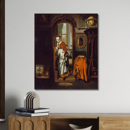La Casalinga In Ascolto (La Pettegola) Nicolaes Maes nma38 quadro stampato su tela