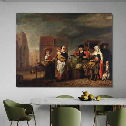 Mercato Delle Verdure Nicolaes Maes nma41 quadro stampato su tela