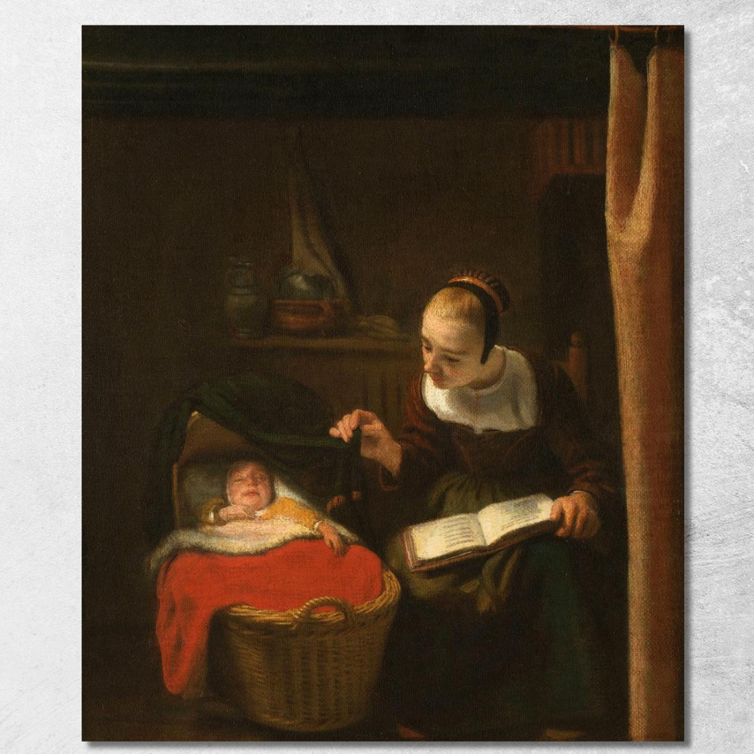 Giovane Donna Accanto A Una Culla Nicolaes Maes nma43 quadro stampato su tela Giovane Donna Accanto A Una Culla Nicolaes Maes nma43 quadro stampato su tela