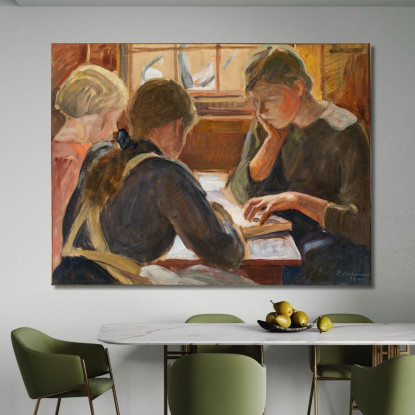 Bambini Che Leggono Pekka Halonen phl2 quadro stampato su tela