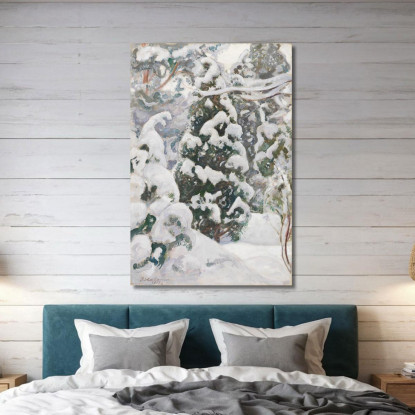 Ginepro Nella Neve Pekka Halonen phl10 quadro stampato su tela