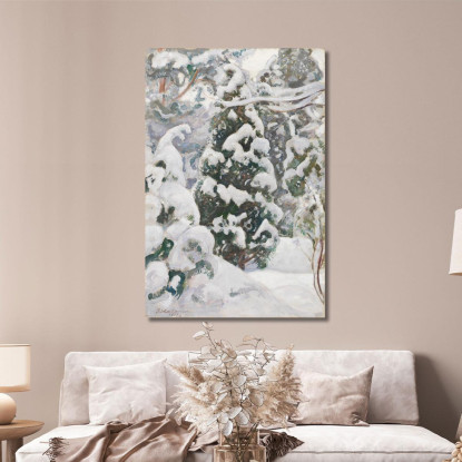 Ginepro Nella Neve Pekka Halonen phl10 quadro stampato su tela