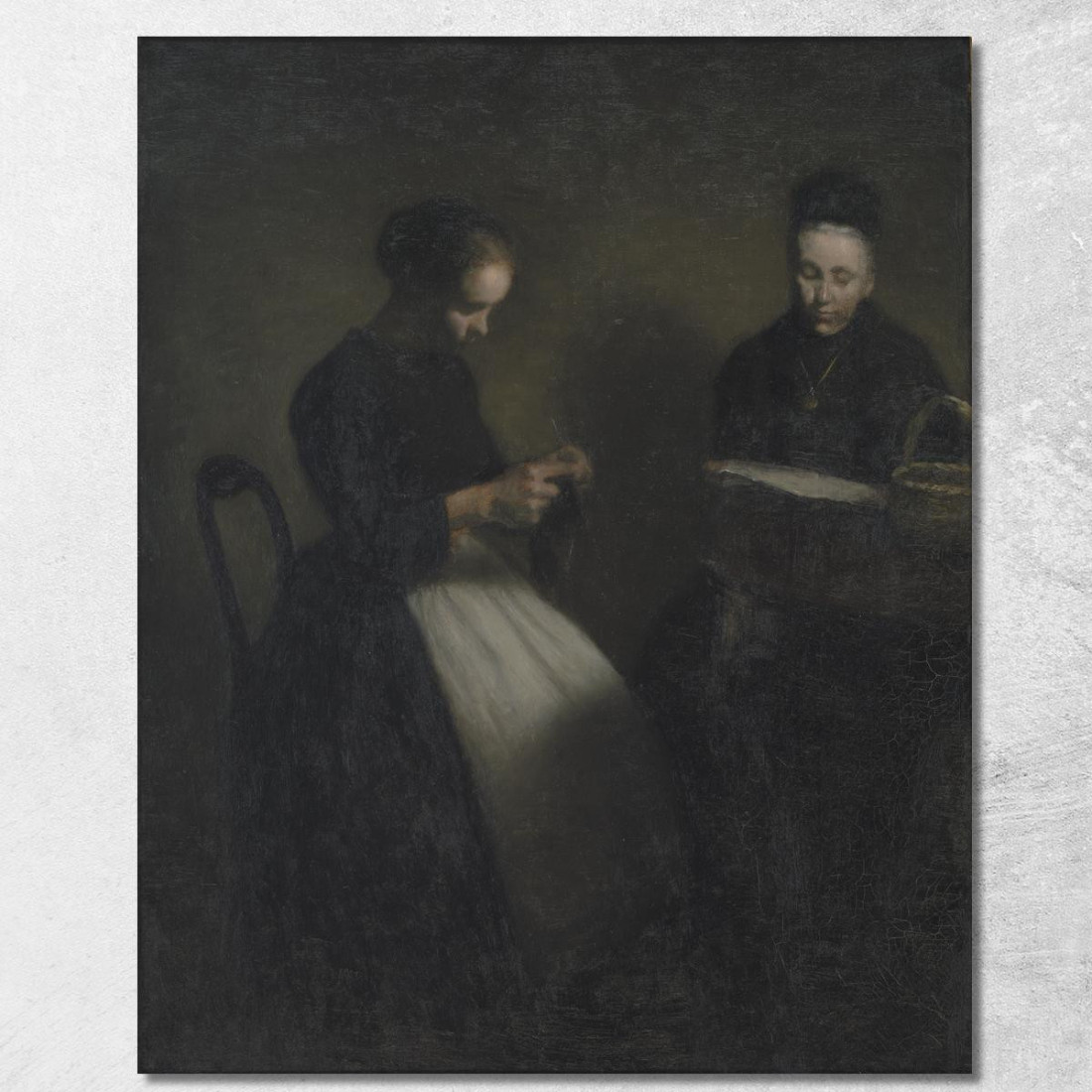 Sera Nel Salotto. La Madre E La Moglie Dell'Artista Vilhelm Hammershøi vhm8 quadro stampato su tela Sera Nel Salotto. La Madre E La Moglie Dell'Artista Vilhelm Hammershøi vhm8 quadro stampato su tela
