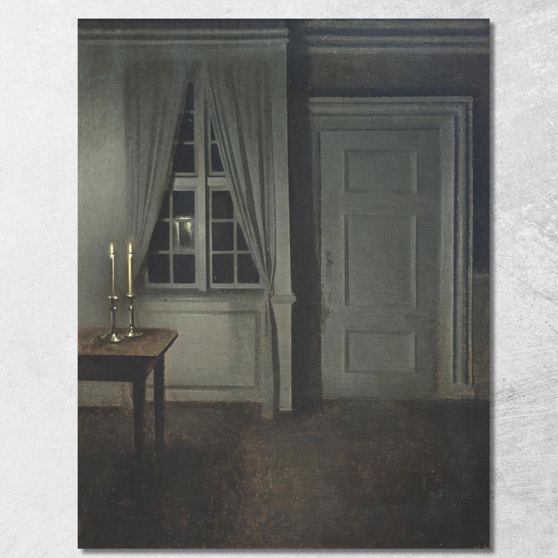 Interno Con Due Candele Vilhelm Hammershøi vhm31 quadro stampato su tela Interno Con Due Candele Vilhelm Hammershøi vhm31 quadro stampato su tela