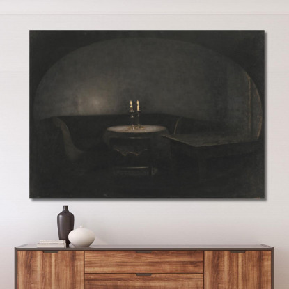 Interno. Luce Artificiale Vilhelm Hammershøi vhm34 quadro stampato su tela