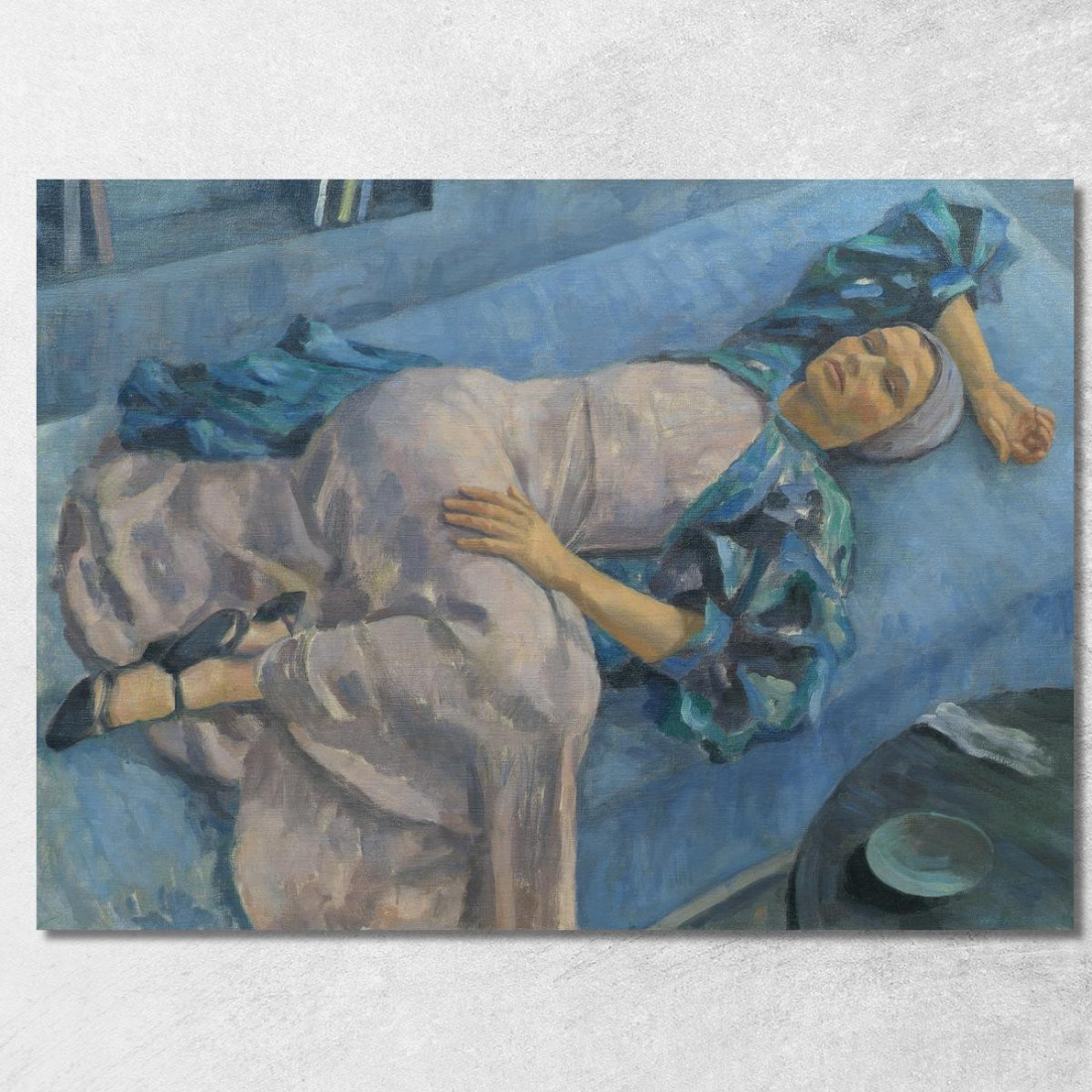 Grete Gamerith Su Divano Blu Walther Gamerith wgm12 quadro stampato su tela