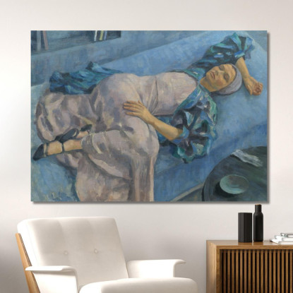 Grete Gamerith Su Divano Blu Walther Gamerith wgm12 quadro stampato su tela