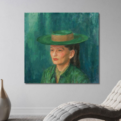 Grete Gamerith Con Cappello Verde Walther Gamerith wgm13 quadro stampato su tela