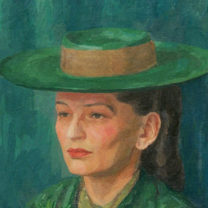 Grete Gamerith Con Cappello Verde Walther Gamerith wgm13 quadro stampato su tela