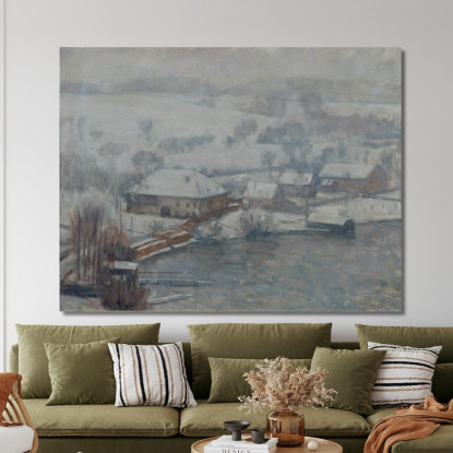 Paesaggio Invernale All'Attersee Walther Gamerith wgm27 quadro stampato su tela