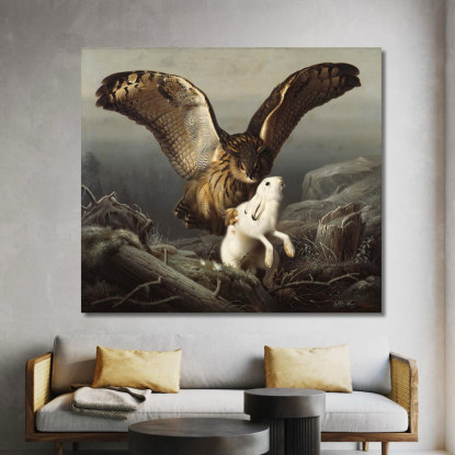 Un Gufo Reale Cattura Una Lepre Ferdinand von Wright fvw2 quadro stampato su tela
