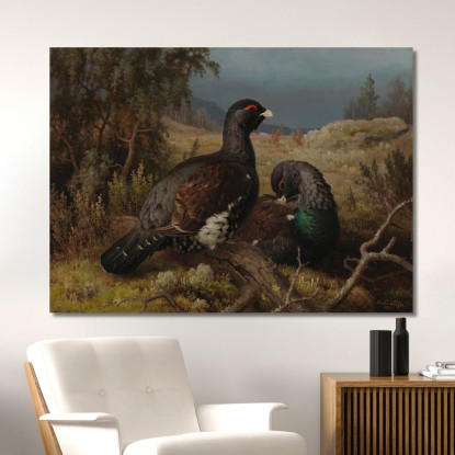 Maschi Di Gallo Cedrone Ferdinand von Wright fvw6 quadro stampato su tela