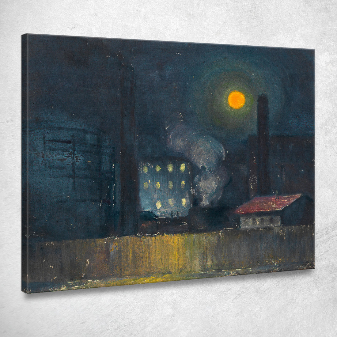 Officina Del Gas Al Chiaro Di Luna Karl Wiener kwn207 quadro stampato su tela Officina Del Gas Al Chiaro Di Luna Karl Wiener kwn207 quadro stampato su tela