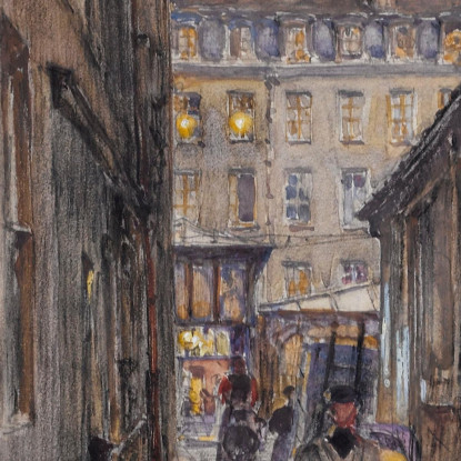 Rue Des Oiseaux Marché Des Enfants-Rouges Di Sera 3° Arrondissement Frédéric Houbron fhb35 quadro stampato su tela