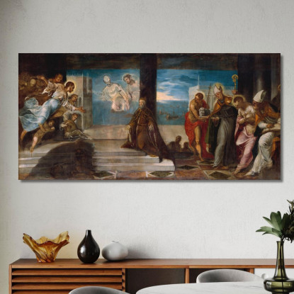 Doge Alvise Mocenigo (1507–1577) Presentato Al Redentore Jacopo Tintoretto jtn5 quadro stampato su tela