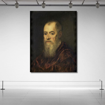 Ritratto Di Un Uomo Con Mantello Rosso Jacopo Tintoretto jtn21 quadro stampato su tela