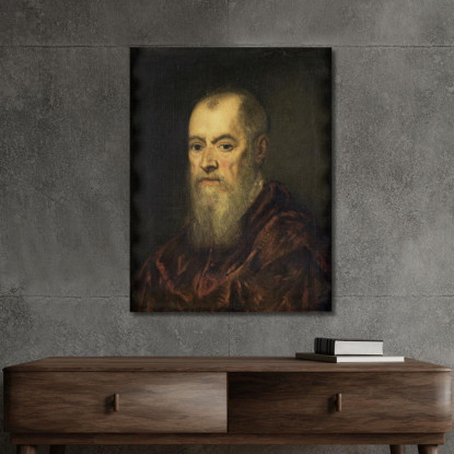 Ritratto Di Un Uomo Con Mantello Rosso Jacopo Tintoretto jtn21 quadro stampato su tela