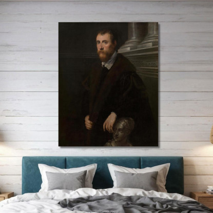 Ritratto Dell'Umanista Giovanni Paolo Cornaro Jacopo Tintoretto jtn32 quadro stampato su tela