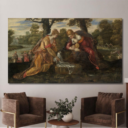 Il Ritrovamento Di Mosè Jacopo Tintoretto jtn40 quadro stampato su tela