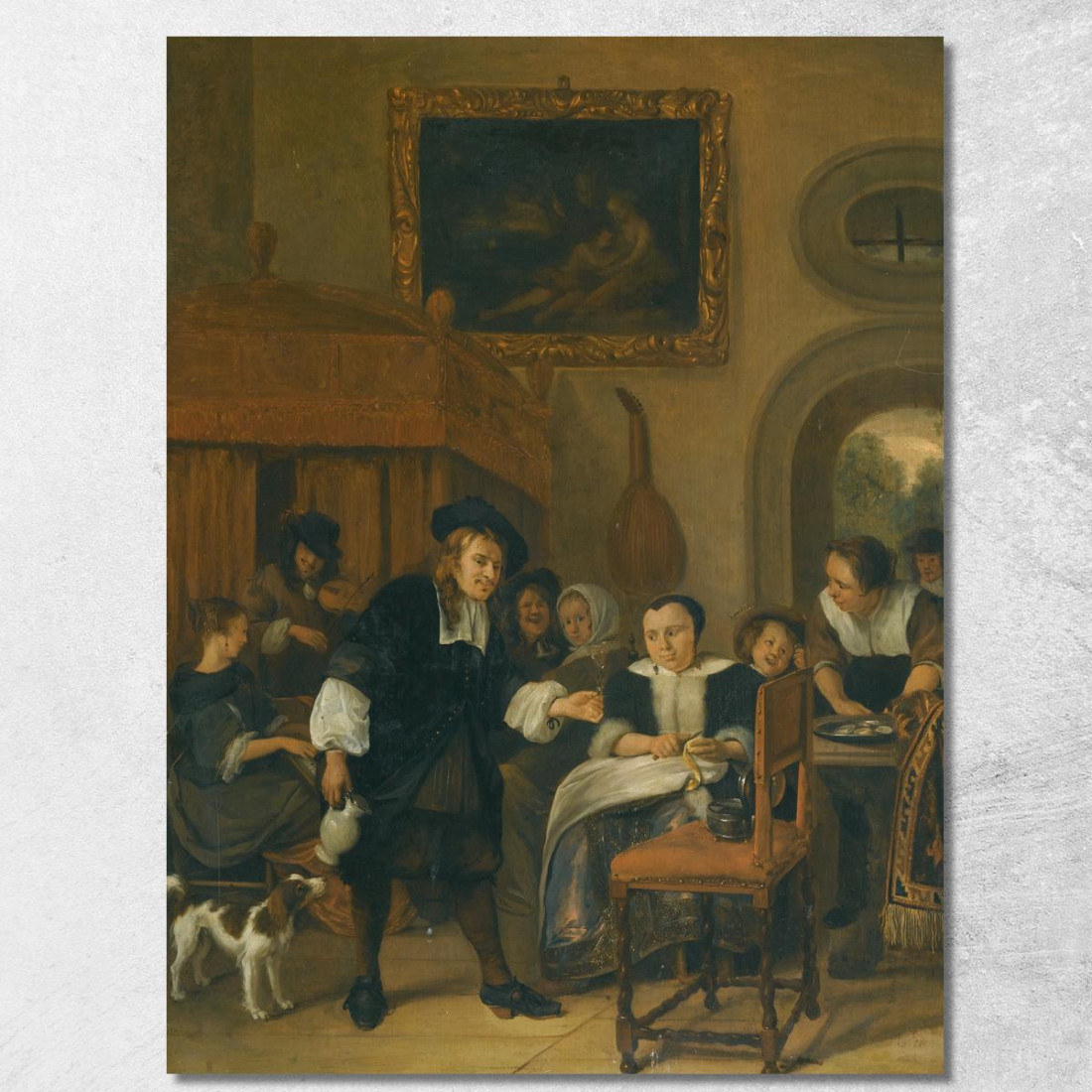 Un Gentiluomo Offre A Una Donna Un Bicchiere Di Vino Con Una Coppia Che Fa Musica E Altri Cittadini In Un Interno Jan Steen jsn Un Gentiluomo Offre A Una Donna Un Bicchiere Di Vino Con Una Coppia Che Fa Musica E Altri Cittadini In Un Interno Jan Steen jsn
