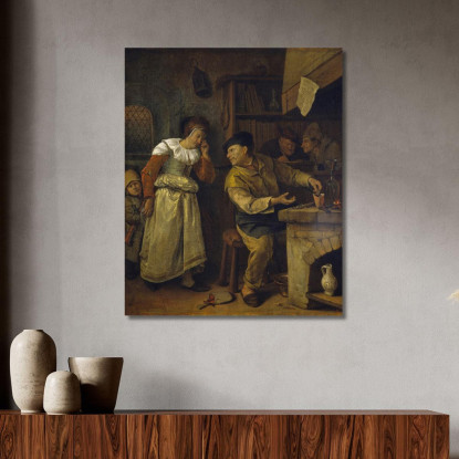 Un Orefice Che Fonde I Gioielli Di Una Donna Alla Presenza Di Un Notaio Jan Steen jsn4 quadro stampato su tela