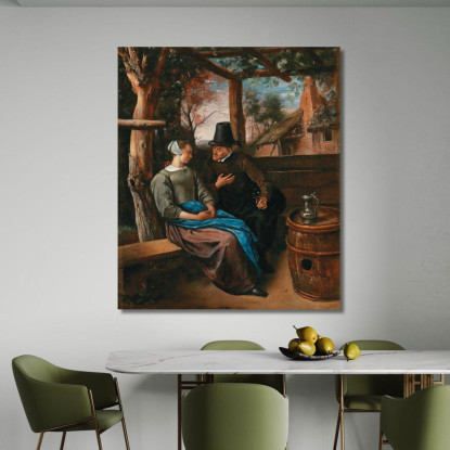 Un Corteggiatore Con Una Giovane Donna Jan Steen jsn8 quadro stampato su tela