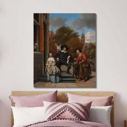 Adolf E Catharina Croeser Noti Come 'Il Borgomastro Di Delft E Sua Figlia' Jan Steen jsn14 quadro stampato su tela
