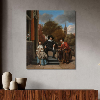 Adolf E Catharina Croeser Noti Come 'Il Borgomastro Di Delft E Sua Figlia' Jan Steen jsn14 quadro stampato su tela