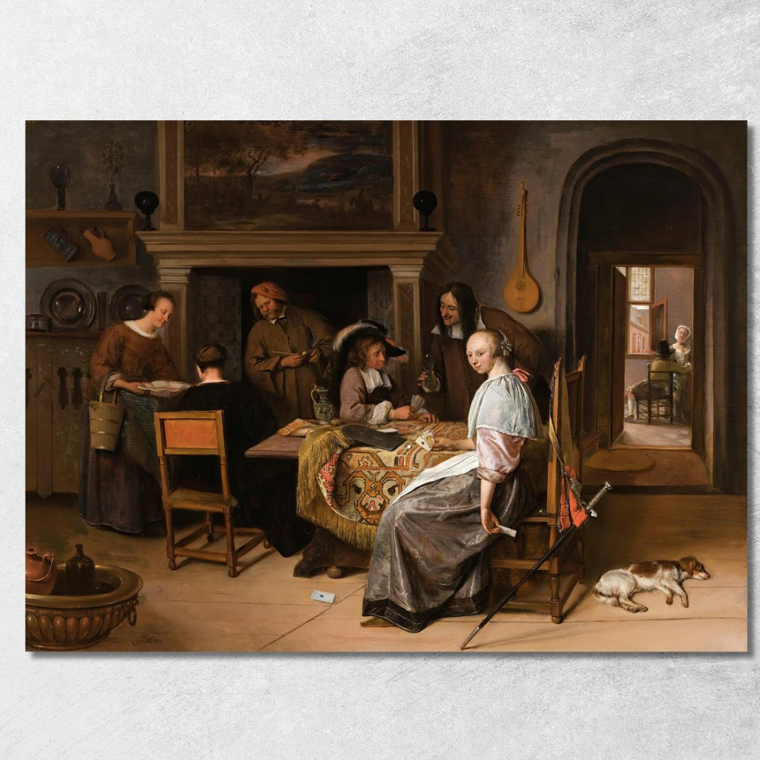 Una Compagnia Elegante In Un Interno Con Figure Che Giocano A Carte A Un Tavolo Jan Steen jsn15 quadro stampato su tela Una Compagnia Elegante In Un Interno Con Figure Che Giocano A Carte A Un Tavolo Jan Steen jsn15 quadro stampato su tela