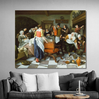 Celebrazione Della Nascita Jan Steen jsn20 quadro stampato su tela