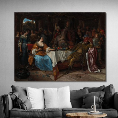 Ester Assuero E Aman Jan Steen jsn25 quadro stampato su tela
