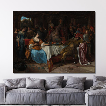 Ester Assuero E Aman Jan Steen jsn25 quadro stampato su tela
