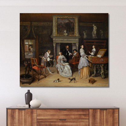 Interno Fantastico Con Jan Steen E La Famiglia Di Gerrit Schouten Jan Steen jsn27 quadro stampato su tela