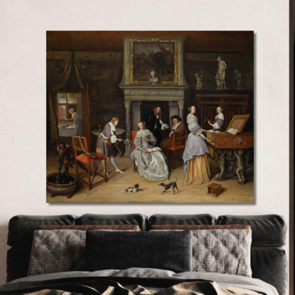 Interno Fantastico Con Jan Steen E La Famiglia Di Gerrit Schouten Jan Steen jsn27 quadro stampato su tela
