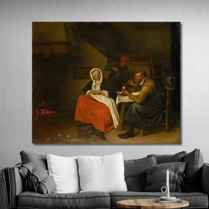 Contadino Che Mangia Uova Jan Steen jsn28 quadro stampato su tela