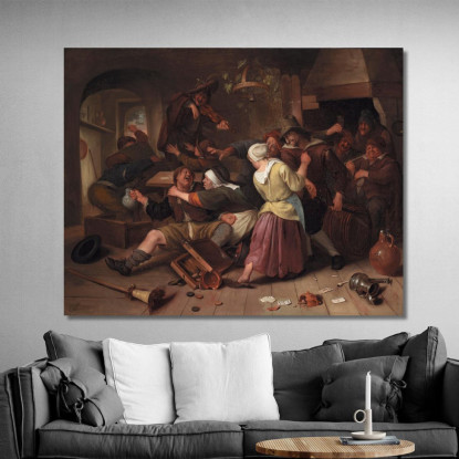 Giocatori D'Azzardo Che Litigano Jan Steen jsn29 quadro stampato su tela