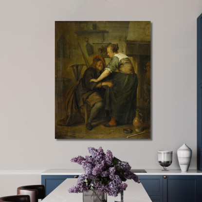 Osteria Con Ospite E Cameriera Jan Steen jsn32 quadro stampato su tela