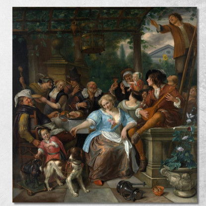 Allegra Compagnia Su Una Terrazza Jan Steen jsn37 quadro stampato su tela