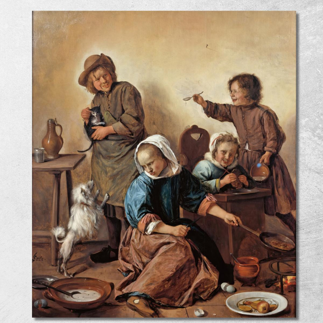 Il Pasto Dei Bambini Jan Steen jsn55 quadro stampato su tela Il Pasto Dei Bambini Jan Steen jsn55 quadro stampato su tela