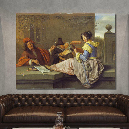 Il Suonatore Di Liuto Jan Steen jsn70 quadro stampato su tela