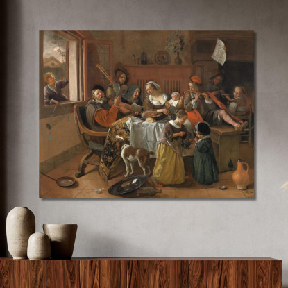 La Famiglia Allegra Jan Steen jsn71 quadro stampato su tela