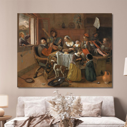 La Famiglia Allegra Jan Steen jsn71 quadro stampato su tela