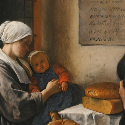 La Preghiera Prima Del Pasto Jan Steen jsn73 quadro stampato su tela