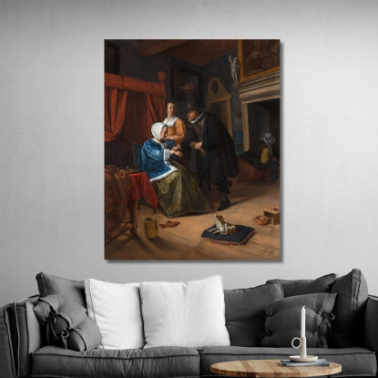 La Ragazza Malata Jan Steen jsn76 quadro stampato su tela
