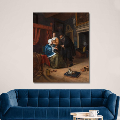 La Ragazza Malata Jan Steen jsn76 quadro stampato su tela