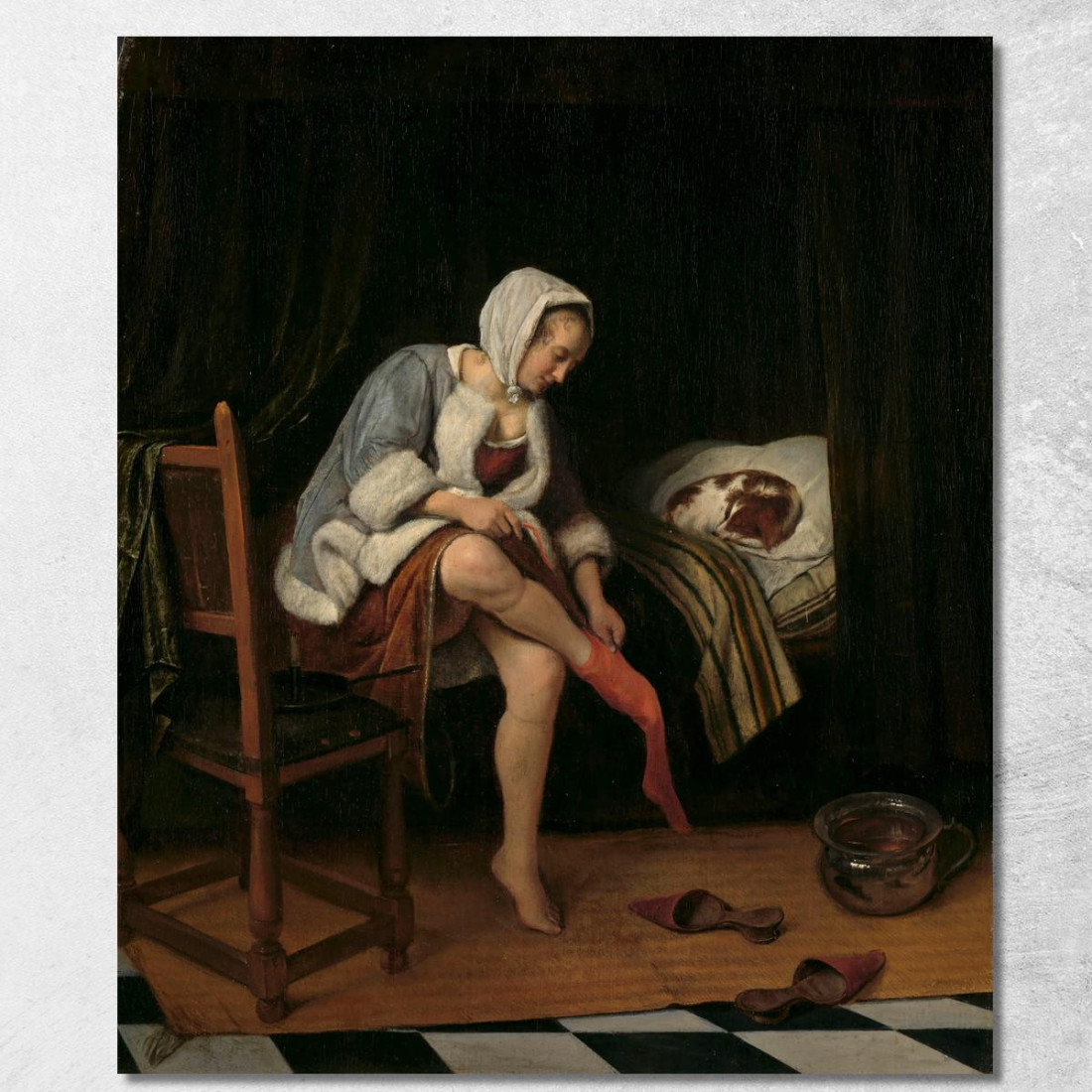 Donna Alla Sua Toilette Jan Steen jsn86 quadro stampato su tela Donna Alla Sua Toilette Jan Steen jsn86 quadro stampato su tela